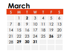 District School Academic Calendar for Guion Creek Elementary School for March 2021