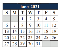 District School Academic Calendar for Mansfield High School for June 2021