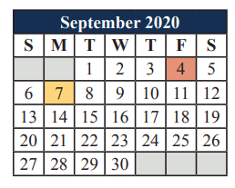 District School Academic Calendar for Alice Ponder Elementary for September 2020