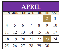 District School Academic Calendar for Marble Falls High School for April 2021