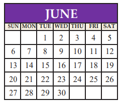 District School Academic Calendar for Marble Falls Middle School for June 2021