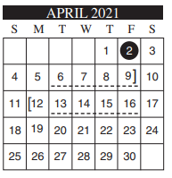 District School Academic Calendar for Roosevelt Elementary for April 2021