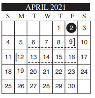 District School Academic Calendar for Michael E Fossum Middle School for April 2021