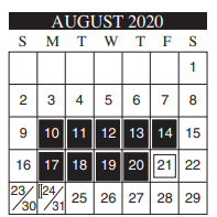 District School Academic Calendar for Hendricks Elementary for August 2020