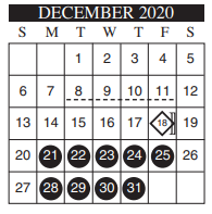 District School Academic Calendar for Castaneda Elementary for December 2020