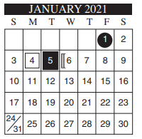 District School Academic Calendar for Escandon Elementary for January 2021