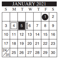 District School Academic Calendar for Milam Elementary for January 2021