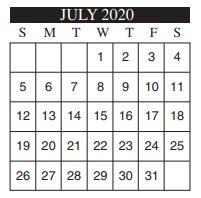 District School Academic Calendar for Cathey Middle School for July 2020