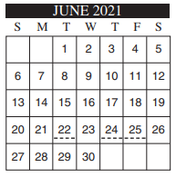 District School Academic Calendar for Castaneda Elementary for June 2021