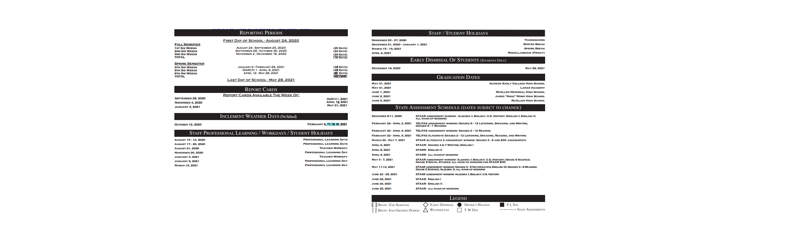 District School Academic Calendar Key for Mcallen High School