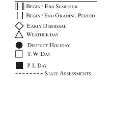 District School Academic Calendar Legend for Milam Elementary