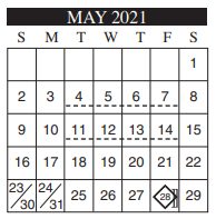 District School Academic Calendar for Houston Elementary for May 2021