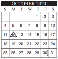 District School Academic Calendar for Bonham Elementary for October 2020