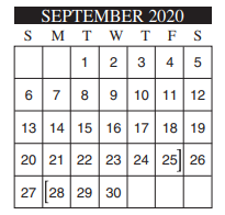 District School Academic Calendar for Brown Middle School for September 2020