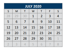 District School Academic Calendar for Webb Elementary for July 2020