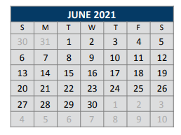 District School Academic Calendar for Roy Lee Walker Elementary for June 2021