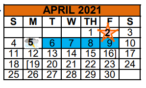 District School Academic Calendar for Ruben Hinojosa Elementary for April 2021