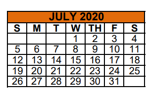 District School Academic Calendar for Taylor El for July 2020