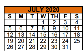 District School Academic Calendar for Travis El for July 2020