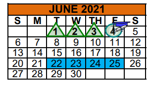 District School Academic Calendar for Mercedes H S for June 2021