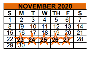 District School Academic Calendar for Travis El for November 2020