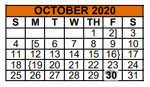 District School Academic Calendar for Ruben Hinojosa Elementary for October 2020
