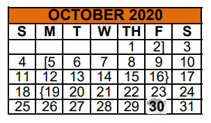 District School Academic Calendar for Travis El for October 2020