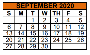 District School Academic Calendar for Mercedes J H for September 2020