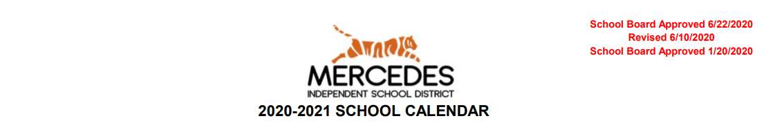 District School Academic Calendar for Mercedes Alter Academy