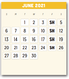 District School Academic Calendar for Agnew Middle School for June 2021