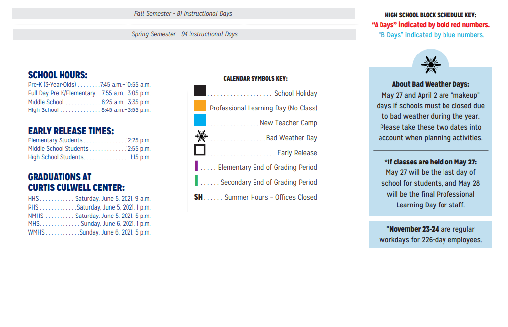 District School Academic Calendar Key for Thompson Elementary