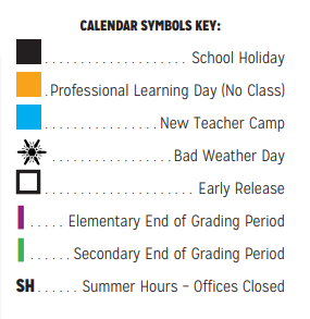 District School Academic Calendar Legend for Hodges Elementary