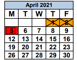 District School Academic Calendar for Carol City Middle School for April 2021