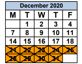 District School Academic Calendar for Miami Senior Adult Education Center for December 2020