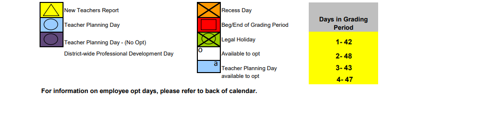 District School Academic Calendar Key for Primary Learning Center C