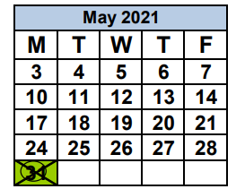 District School Academic Calendar for George W. Carver Elementary School for May 2021