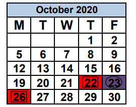 District School Academic Calendar for Coral Reef Senior High School for October 2020