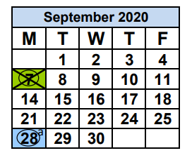 District School Academic Calendar for Earlington Heights Elementary School for September 2020