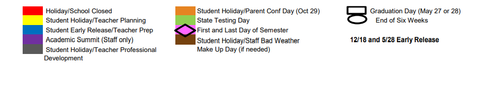 District School Academic Calendar Key for Lee Freshman High School