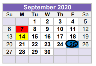 District School Academic Calendar for Midland Freshman High School for September 2020