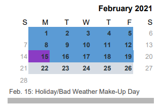 District School Academic Calendar for Spring Valley Elementary for February 2021