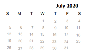 District School Academic Calendar for Challenge Academy for July 2020