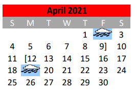 District School Academic Calendar for Mineral Wells J H for April 2021