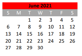 District School Academic Calendar for Mineral Wells J H for June 2021