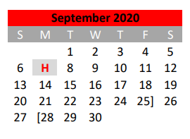 District School Academic Calendar for Travis El for September 2020