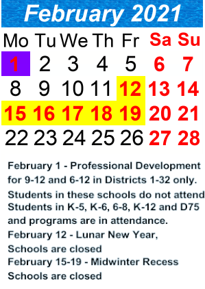 District School Academic Calendar for Clara Barton Vocational High School for February 2021