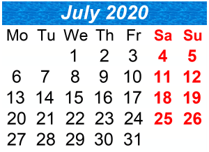 District School Academic Calendar for P.S. 129 Twins Parks Upper School for July 2020