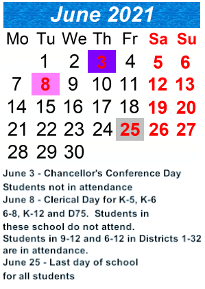 District School Academic Calendar for Ebbetts Field Middle School for June 2021