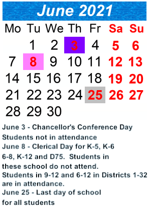 District School Academic Calendar for P.S.  21 Edward Hart School for June 2021