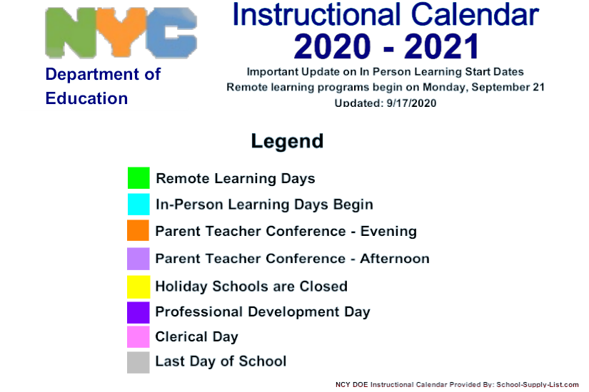 District School Academic Calendar Key for P.S. 217 COL. David Marcus School